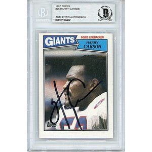 Harry Carson N.Y. Giants Signed 1987 Topps Football Card Beckett BAS Autographed